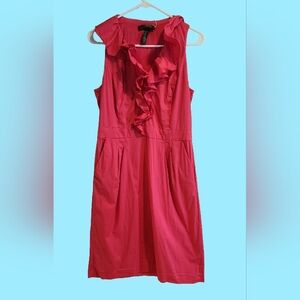 Lauren Ralph Lauren Fuchsia Asymmetrical Dress Y2K Ruffles With Pockets Size 12